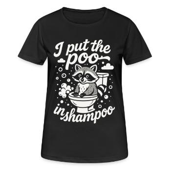 I Put The Poo In Shampoo Funny Raccoon Humor - Women's Breathable T-Shirt - black - Front - AI Model Female 172 light (172cm)