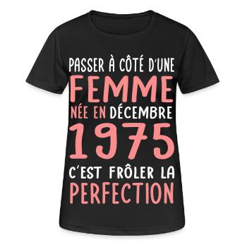50th Anniversary - Born in December 1975 - Women's Breathable T-Shirt - black - Front - AI Model Female 172 light (172cm)