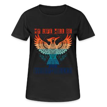 Pic d’ivoire Ma vie sera à bec d’ivoire - T-shirt respirant Femme - noir - Devant - AI Model Female 172 light (172cm)