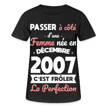 18th birthday - born in December 2007 - Women's Breathable T-Shirt - black - Front - AI Model Female 172 light (172cm)