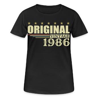 1986 birthday - 1986 - Women's Breathable T-Shirt - black - Front - AI Model Female 172 light (172cm)