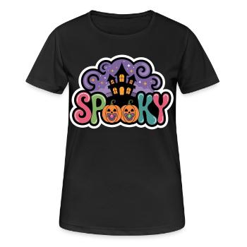 Château hanté Halloween Citrouilles - T-shirt respirant Femme - noir - Devant - AI Model Female 172 light (172cm)
