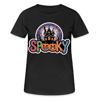 Haunted House Halloween Motif - Women's Breathable T-Shirt - black - Front - AI Model Female 172 light (172cm)