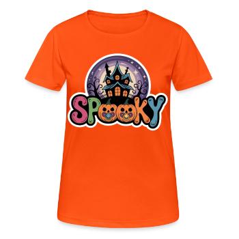 Maison hantée motif d’Halloween - T-shirt respirant Femme - orange néon - Devant - AI Model Female 172 dark (172cm)