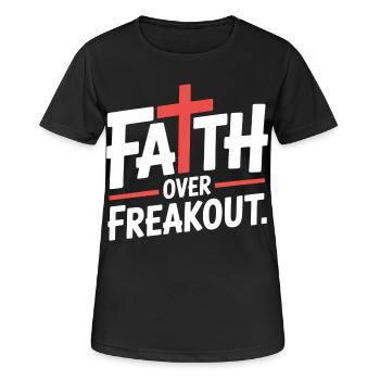 La foi sur la panique La foi en Jésus - T-shirt respirant Femme - noir - Devant - AI Model Female 172 light (172cm)