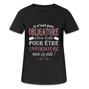 Cadeau pour infirmière - Humour infirmière - T-shirt respirant Femme - noir - Devant - AI Model Female 172 light (172cm)