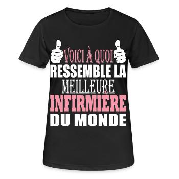 Cadeau rigolo infirmière - Meilleure infirmière - T-shirt respirant Femme - noir - Devant - AI Model Female 172 light (172cm)