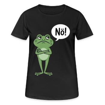Grenouille sceptique qui dit non - T-shirt respirant Femme - noir - Devant - AI Model Female 172 light (172cm)