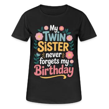 Twins Twin Sister Birthday - Women's Breathable T-Shirt - black - Front - AI Model Female 172 light (172cm)