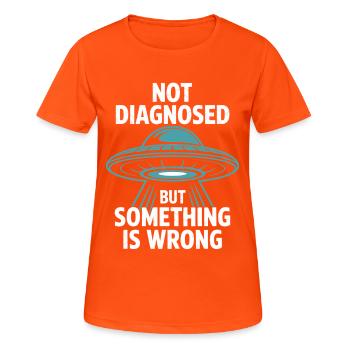 Nicht diagnostiziert, aber irgendwas passt - Frauen T-Shirt atmungsaktiv - Neonorange - Vorne - AI Model Female 172 dark (172cm)