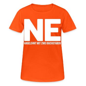 NE? Chemise de rejet cool avec un message clair - T-shirt respirant Femme - orange néon - Devant - AI Model Female 172 dark (172cm)