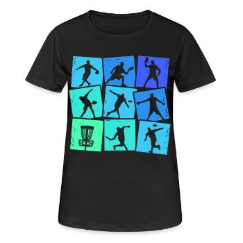 Disc Golf Discgolf Kinder Männer Jungen  - Frauen T-Shirt atmungsaktiv - Schwarz - Vorne - AI Model Female 172 light (172cm)