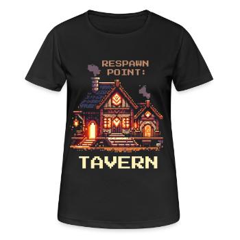 Taverne du Point de Réapparition | RPG Humour et bière - T-shirt respirant Femme - noir - Devant - AI Model Female 172 light (172cm)