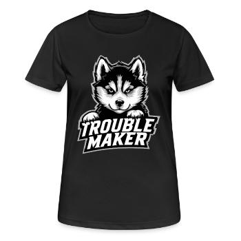 Fauteur de troubles - Portrait de chiot husky - T-shirt respirant Femme - noir - Devant - AI Model Female 172 light (172cm)