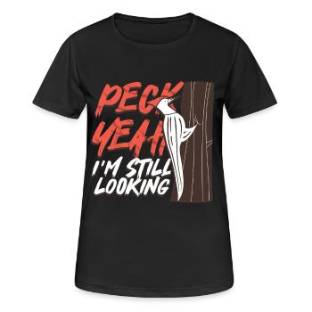 Elfenbein Specht Vogelbeobachter Peck Yeah - Frauen T-Shirt atmungsaktiv - Schwarz - Vorne - AI Model Female 172 light (172cm)