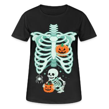 Halloween Schwangerschaft Kürbis Skelett Lustig - Frauen T-Shirt atmungsaktiv - Schwarz - Vorne - AI Model Female 172 light (172cm)