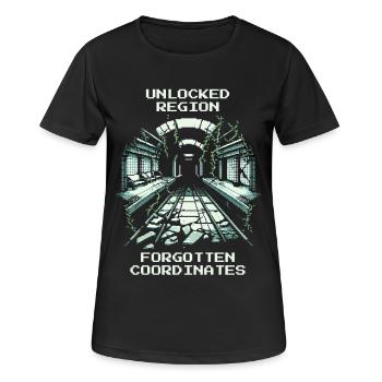 Region freigeschaltet: Vergessene Koordinaten - Frauen T-Shirt atmungsaktiv - Schwarz - Vorne - AI Model Female 172 light (172cm)