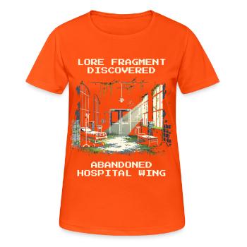 Lore found: Abandoned Clinic Wing | Urban - Women's Breathable T-Shirt - neon orange - Front - AI Model Female 172 dark (172cm)