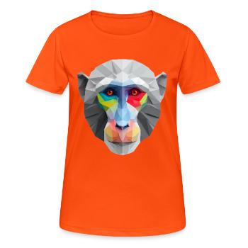 Farbiges Low-Poly Affengesicht Logo Art Design - Frauen T-Shirt atmungsaktiv - Neonorange - Vorne - AI Model Female 172 dark (172cm)