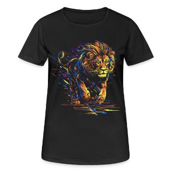 Lion Running Lion Head Colorful Predator Animal Wild - Women's Breathable T-Shirt - black - Front - AI Model Female 172 light (172cm)