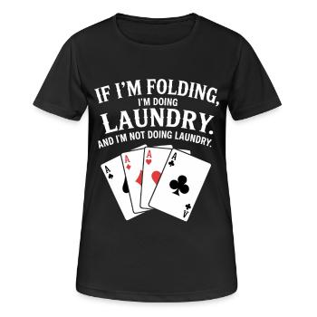 Wenn ich falte, wasche ich Wäsche - Frauen T-Shirt atmungsaktiv - Schwarz - Vorne - AI Model Female 172 light (172cm)