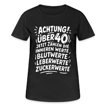 Attention about 40 inner values - Women's Breathable T-Shirt - black - Front - AI Model Female 172 light (172cm)