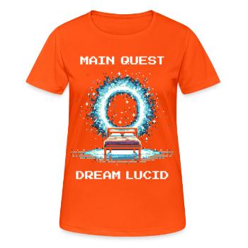 Quête principale : Rêver clair | Rêve lucide, lucide - T-shirt respirant Femme - orange néon - Devant - AI Model Female 172 dark (172cm)