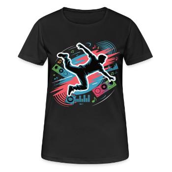 Streetdance Beat – Urban DJ Musik Design - Frauen T-Shirt atmungsaktiv - Schwarz - Vorne - AI Model Female 172 light (172cm)