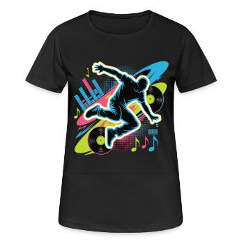Streetdance Beat – Urban DJ Musik Design - Frauen T-Shirt atmungsaktiv - Schwarz - Vorne - AI Model Female 172 light (172cm)