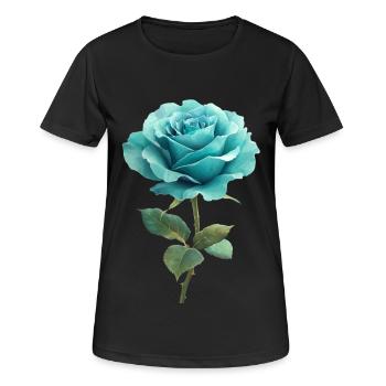 Turquoise Blue Rose - Women's Breathable T-Shirt - black - Front - AI Model Female 172 light (172cm)