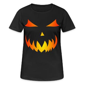 Gourde de flamme Halloween motif citrouille visage fantôme - T-shirt respirant Femme - noir - Devant - AI Model Female 172 light (172cm)