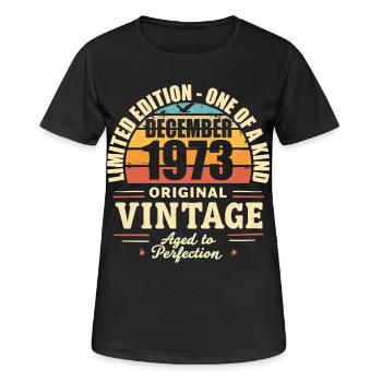 fête d anniversaire décembre 1973 - december 1973 - T-shirt respirant Femme - noir - Devant - AI Model Female 172 light (172cm)