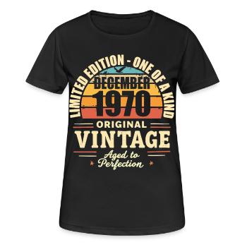 fête d anniversaire décembre 1970 - december 1970 - T-shirt respirant Femme - noir - Devant - AI Model Female 172 light (172cm)