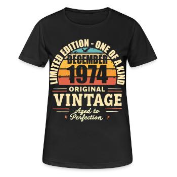 fête d anniversaire décembre 1974 - december 1974 - T-shirt respirant Femme - noir - Devant - AI Model Female 172 light (172cm)