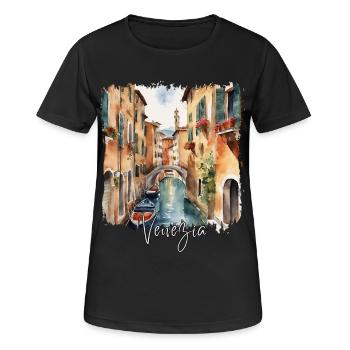 Venedig Aquarell, Ich liebe Venedig - Frauen T-Shirt atmungsaktiv - Schwarz - Vorne - AI Model Female 172 light (172cm)