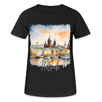 Helsinki Watercolor, I Love Helsinki - Women's Breathable T-Shirt - black - Front - AI Model Female 172 light (172cm)