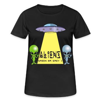 Grün oder grau außerirdisch? - Frauen T-Shirt atmungsaktiv - Schwarz - Vorne - AI Model Female 172 light (172cm)