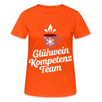 Glühwein Kompetenz Team – Lustiges Winter Design - Frauen T-Shirt atmungsaktiv - Neonorange - Vorne - AI Model Female 172 dark (172cm)
