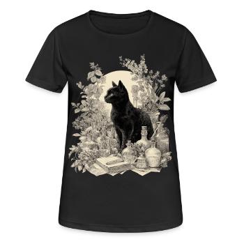 Chat Noir Vintage Apothicaire - T-shirt respirant Femme - noir - Devant - AI Model Female 172 light (172cm)