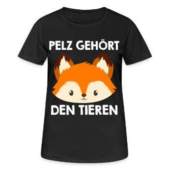 Tierschutz PELZ GEHÖRT TIEREN Lustiges - Frauen T-Shirt atmungsaktiv - Schwarz - Vorne - AI Model Female 172 light (172cm)