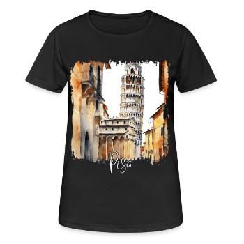 Aquarelle de Pise, Pise Italie - T-shirt respirant Femme - noir - Devant - AI Model Female 172 light (172cm)