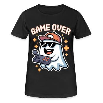 Retro Gamer Halloween Geist - Frauen T-Shirt atmungsaktiv - Schwarz - Vorne - AI Model Female 172 light (172cm)