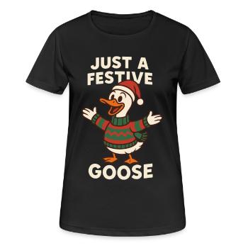 Nur eine festliche Weihnachtsgans - Frauen T-Shirt atmungsaktiv - Schwarz - Vorne - AI Model Female 172 light (172cm)