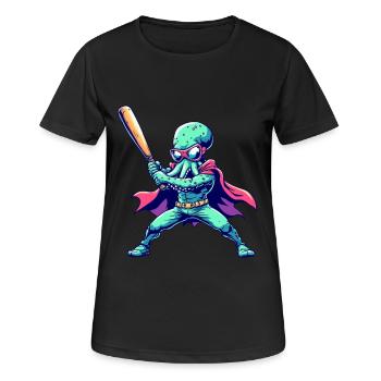Baseball Octopus Superhero - T-shirt respirant Femme - noir - Devant - AI Model Female 172 light (172cm)