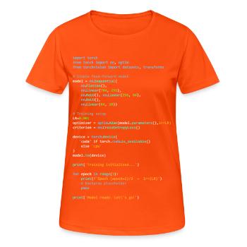 Programmierer Humor - Entwickler Logik und Technik - Frauen T-Shirt atmungsaktiv - Neonorange - Vorne - AI Model Female 172 dark (172cm)