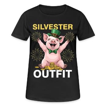 Silvester Outfit - Frauen T-Shirt atmungsaktiv - Schwarz - Vorne - AI Model Female 172 light (172cm)