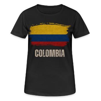 Vintage Colombie, drapeau de la Colombie - T-shirt respirant Femme - noir - Devant - AI Model Female 172 light (172cm)