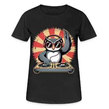DJ Owl avec platines - T-shirt respirant Femme - noir - Devant - AI Model Female 172 light (172cm)