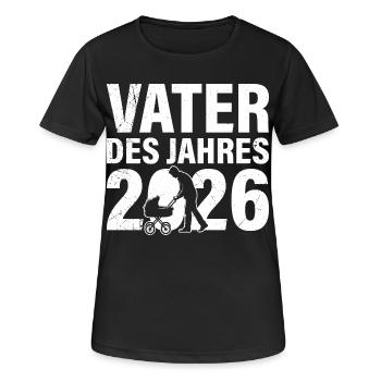 Vaterschaft VATER DES JAHRES 2026 LUSTIG - Frauen T-Shirt atmungsaktiv - Schwarz - Vorne - AI Model Female 172 light (172cm)