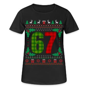 67 mèmes drôle Gen Alpha Noël - T-shirt respirant Femme - noir - Devant - AI Model Female 172 light (172cm)
